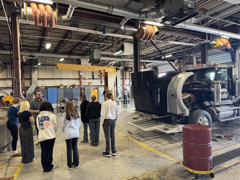 Students touring the Helena College's Automotive shop