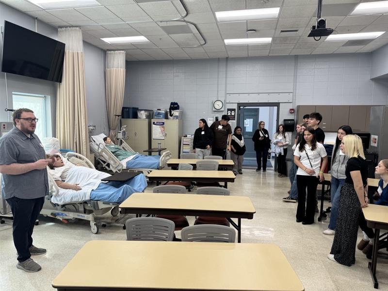JMG students learning about the nursing training facility at the Helena College of Technology